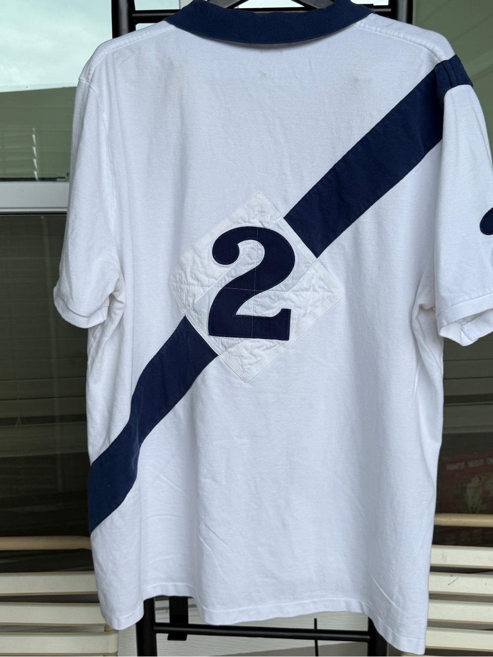 Polo by Ralph Lauren Polo Club White Polo with Diagonal Stripe - Picture 4 of 9